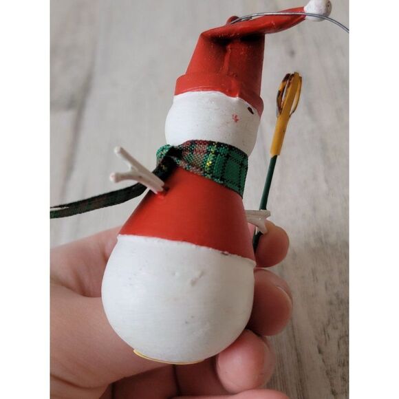 Crate barrel tin snowman broom ornament Xmas decor - Picture 4 of 7